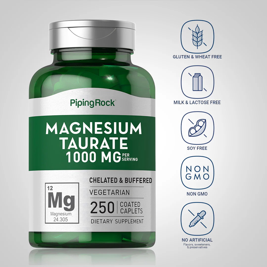 Magnesium Taurate, 1000 mg (per serving), 250 Coated Caplets, 2  Bottles - Image 5
