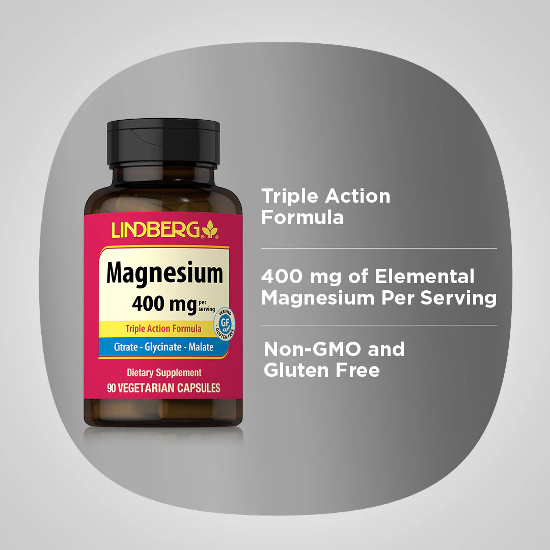 Magnesium (Triple-Action), 400 mg, 90 Vegetarian Capsules - Image 4