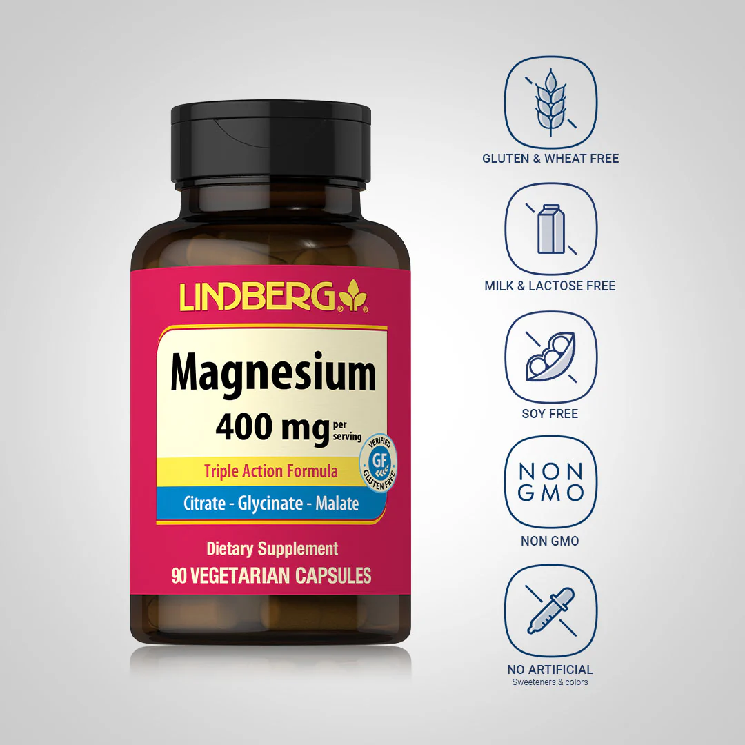 Magnesium (Triple-Action), 400 mg, 90 Vegetarian Capsules, 2  Bottles - Image 6