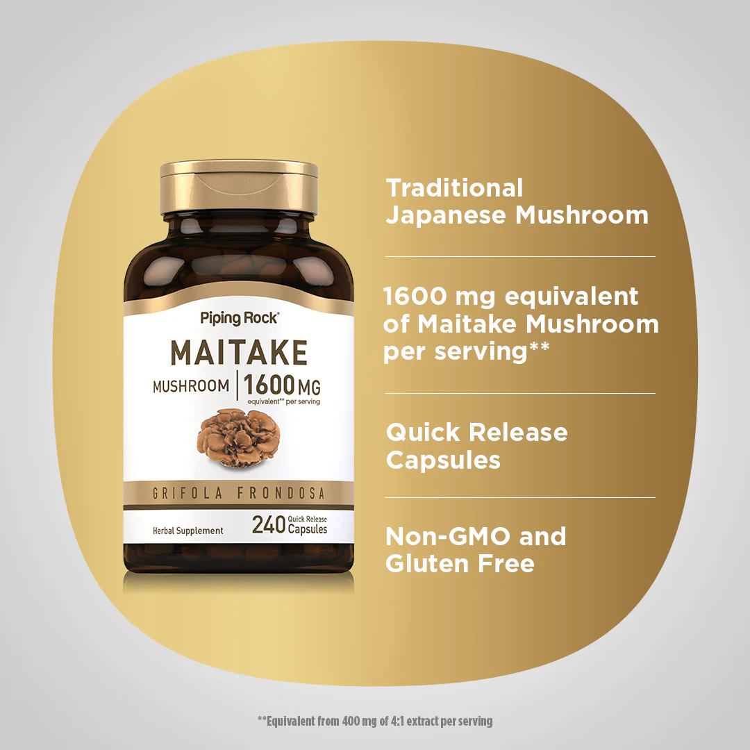 Maitake Mushroom Extract, 1,600 mg (per serving), 240 Quick Release Capsules, 2  Bottles - Image 4