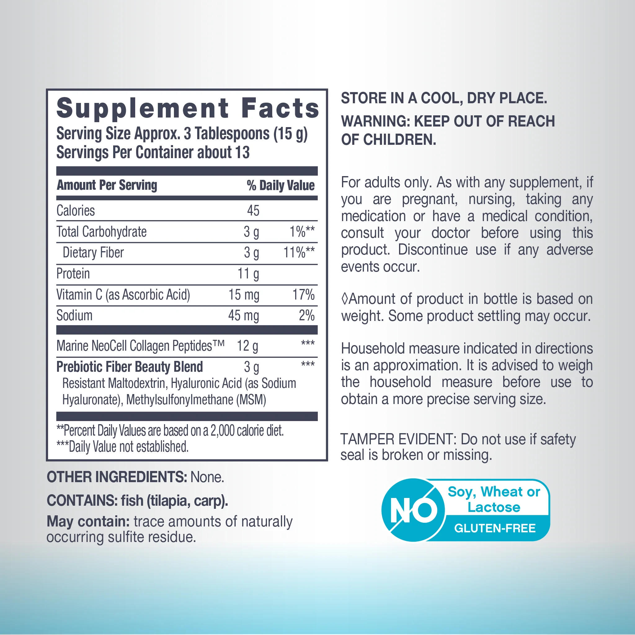 Marine Collagen Peptides + Hyaluronic Acid, MSM & C, 7 oz (200 g) Powder - Image 3