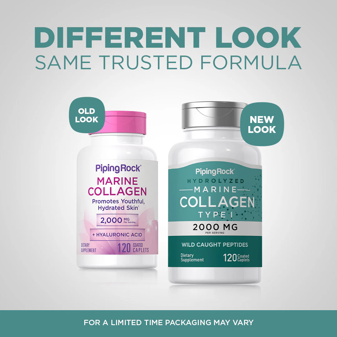 Marine Collagen Type 1, 2000 mg (per serving), 120 Coated Caplets, 2  Bottles - Image 4