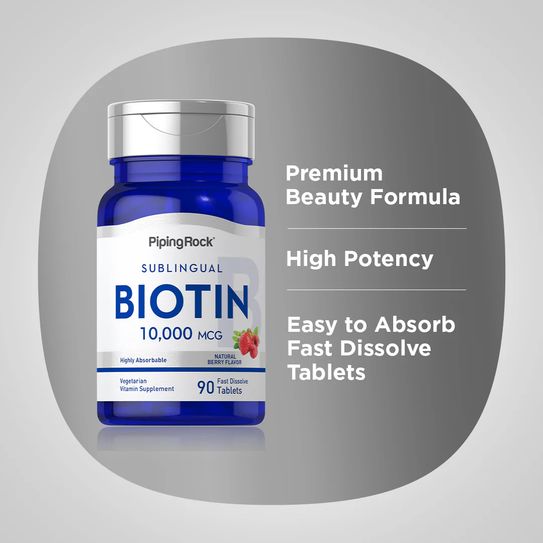Max Biotin, 10,000 mcg, 90 Fast Dissolve Tablets, 2  Bottles - Image 3