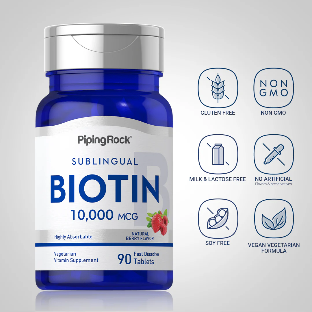 Max Biotin, 10,000 mcg, 90 Fast Dissolve Tablets, 2  Bottles - Image 4