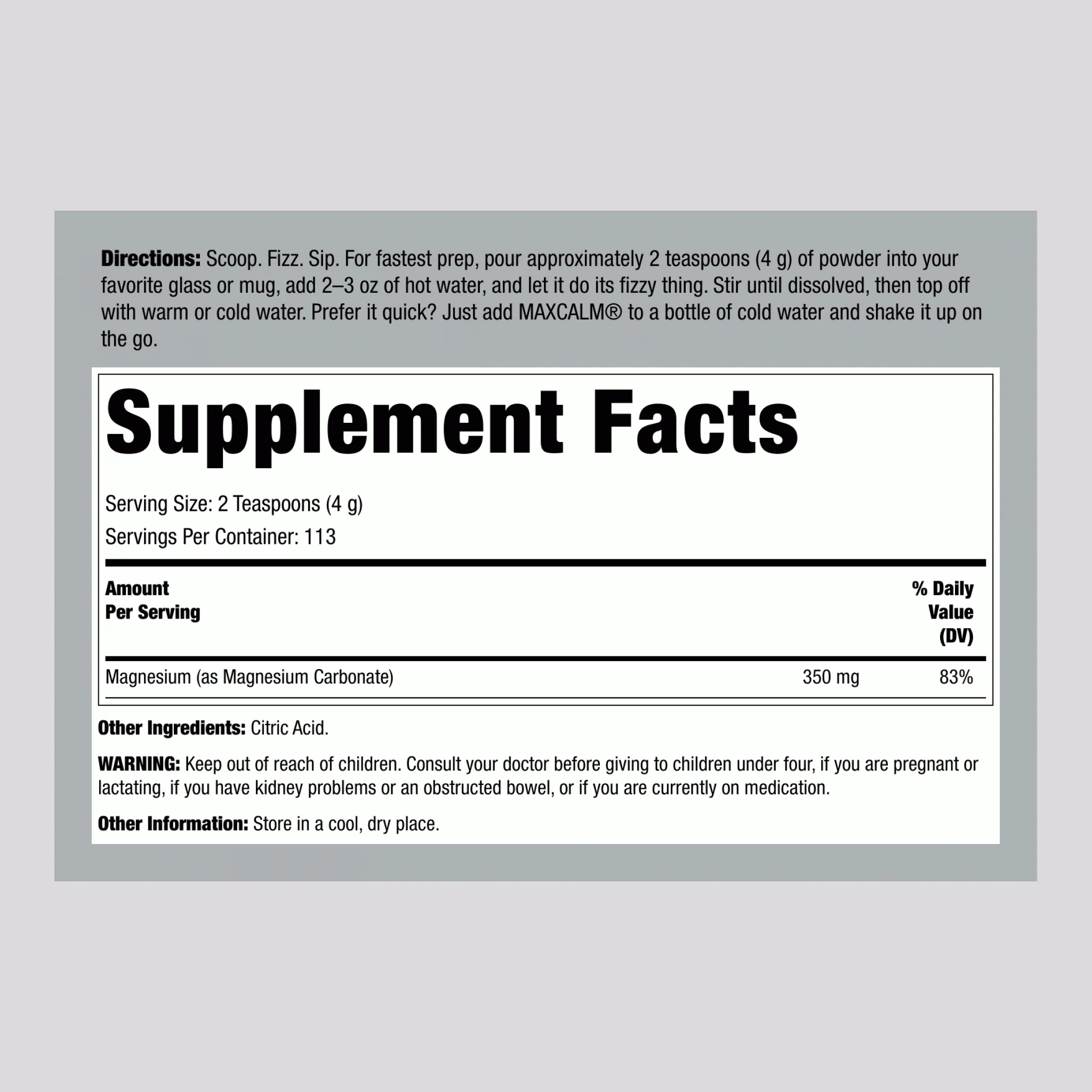 MAXCALM Powder Unflavored, 16 oz (453 g) - Image 2