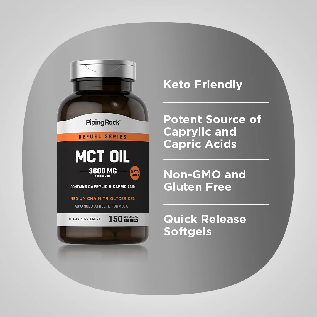 MCT Oil, 3600 mg (per serving), 150 Quick Release Softgels, 2  Bottles - Image 4