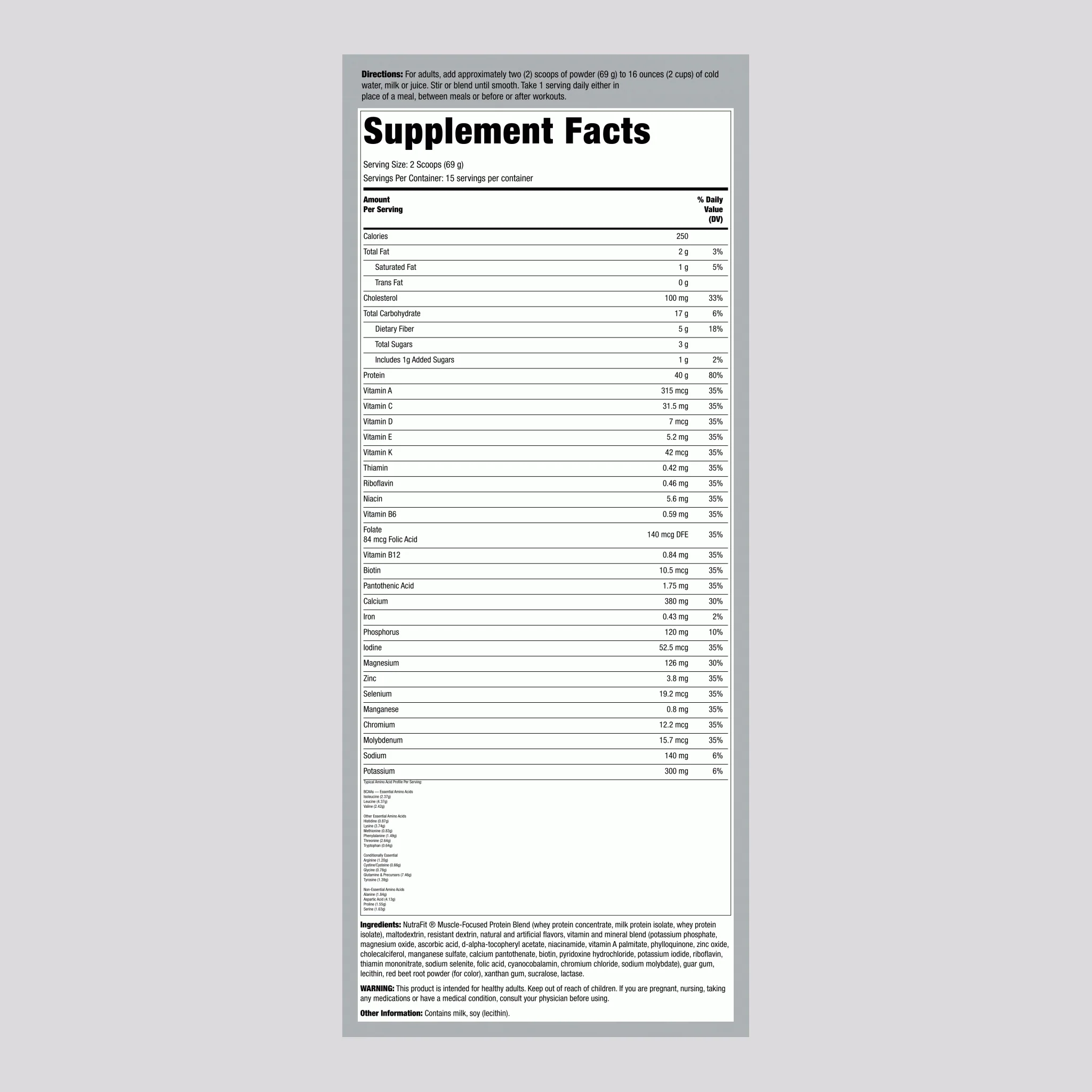 Meal Replacement Shake NutraFit (Strawberry Swirl), 2.28 Lbs (1.035 kg) Bottle - Image 2