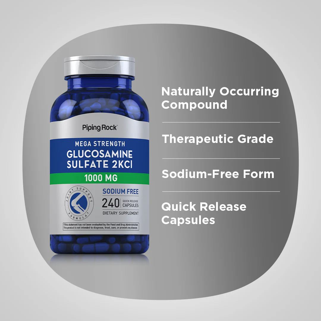 Mega Glucosamine Sulfate, 1000 mg, 240 Quick Release Capsules - Image 4