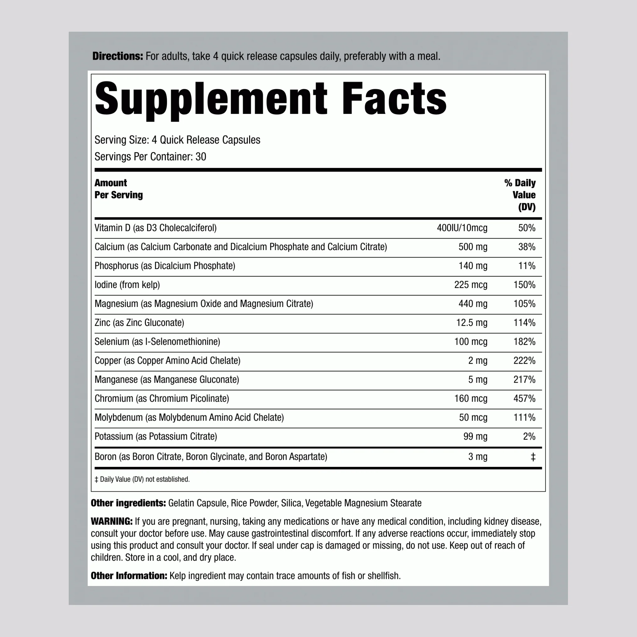 Mega Multi Chelated Minerals, 120 Quick Release Capsules - Image 2