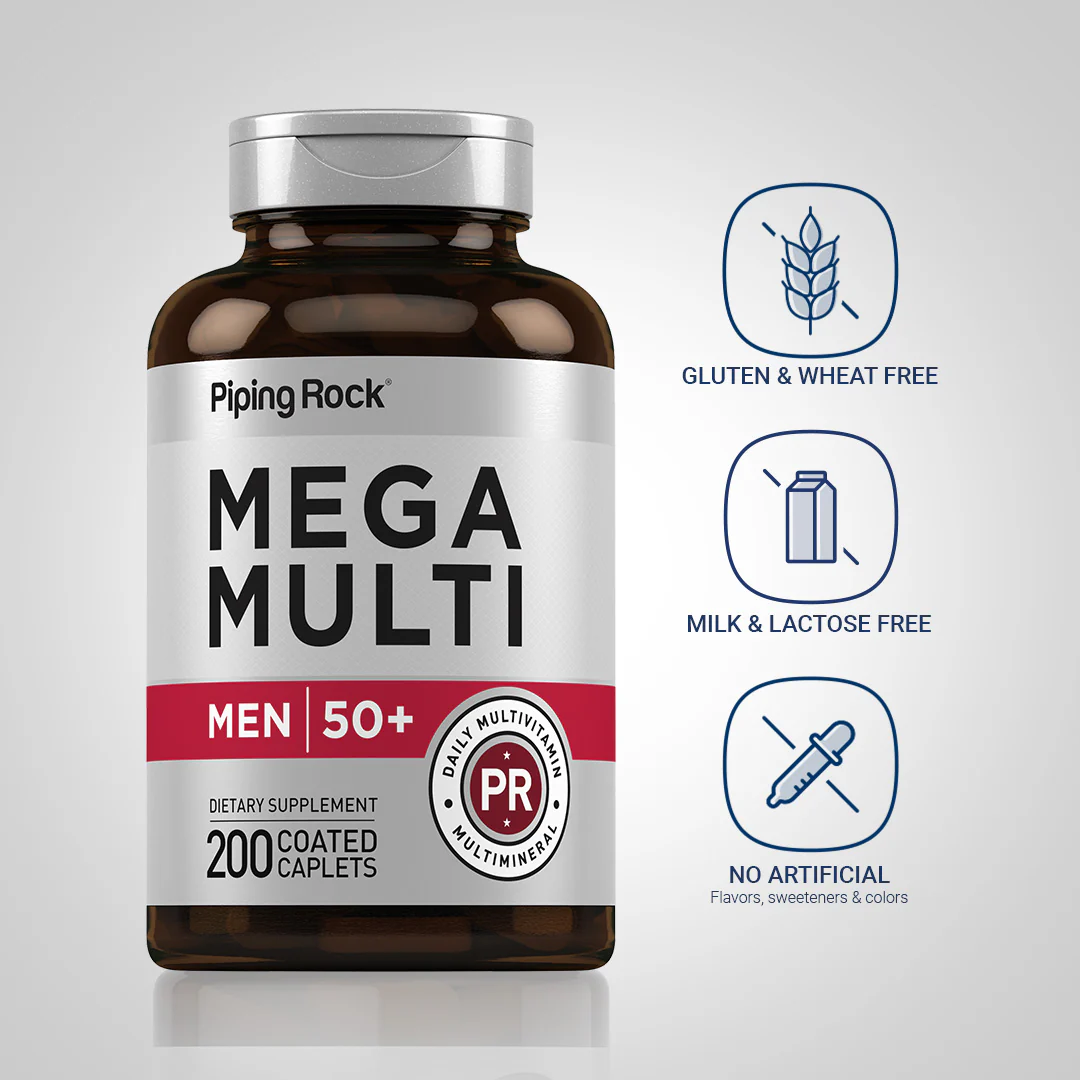 Mega Multi for Men 50 Plus, 200 Coated Caplets, 2  Bottles - Image 5