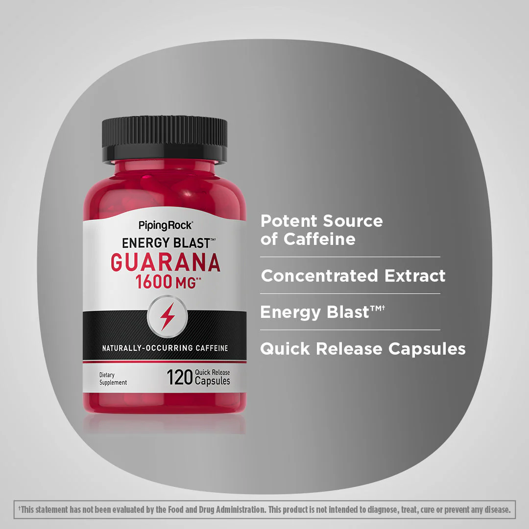 Mega Strength Guarana, 1600 mg, 120 Quick Release Capsules, 2  Bottles - Image 5