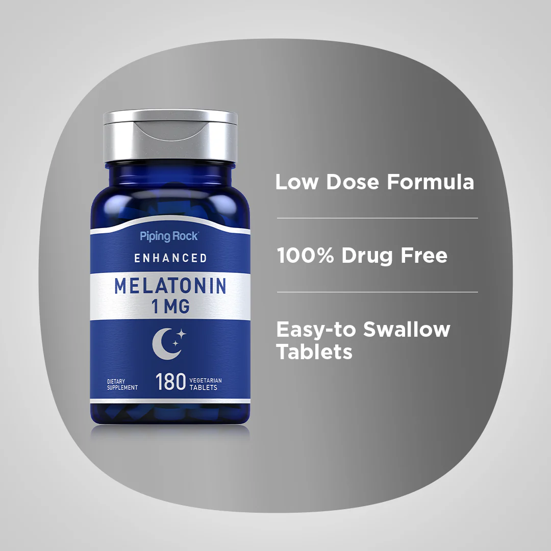 Melatonin, 1 mg, 180 Tablets, 2  Bottles - Image 4