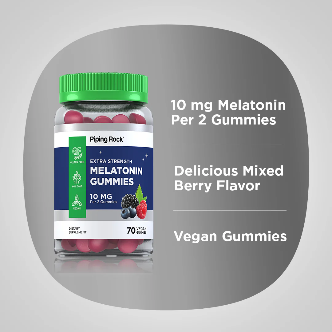 Melatonin (Delicious Mixed Berry), 10 mg (per serving), 70 Vegan Gummies - Image 4