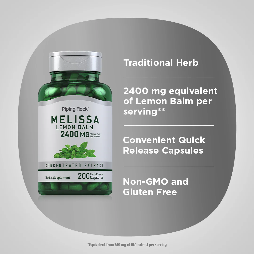Melissa (Lemon Balm), 2400 mg (per serving), 200 Quick Release Capsules - Image 4