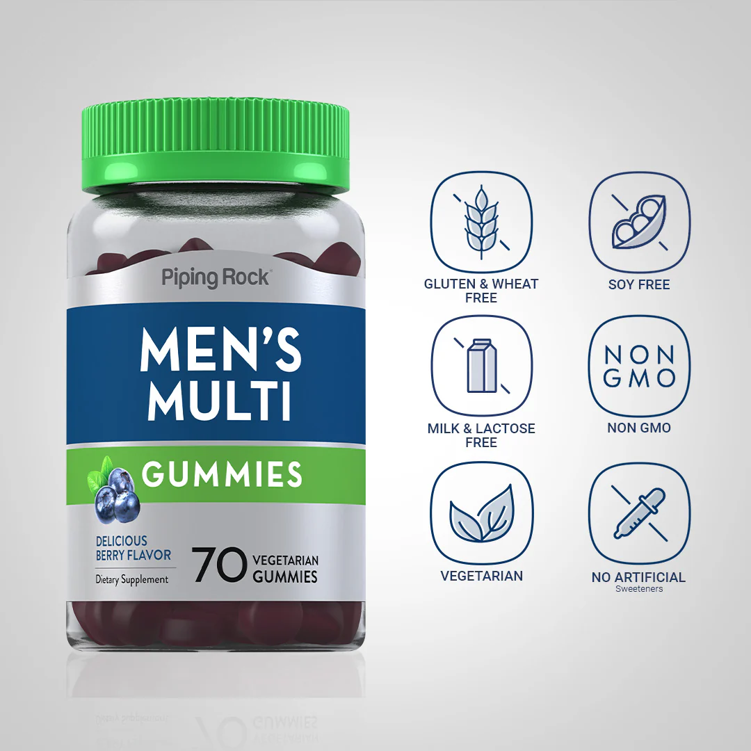 Men's Multivitamin + B-12 D3 & Zinc (Berry), 70 Vegetarian Gummies - Image 5