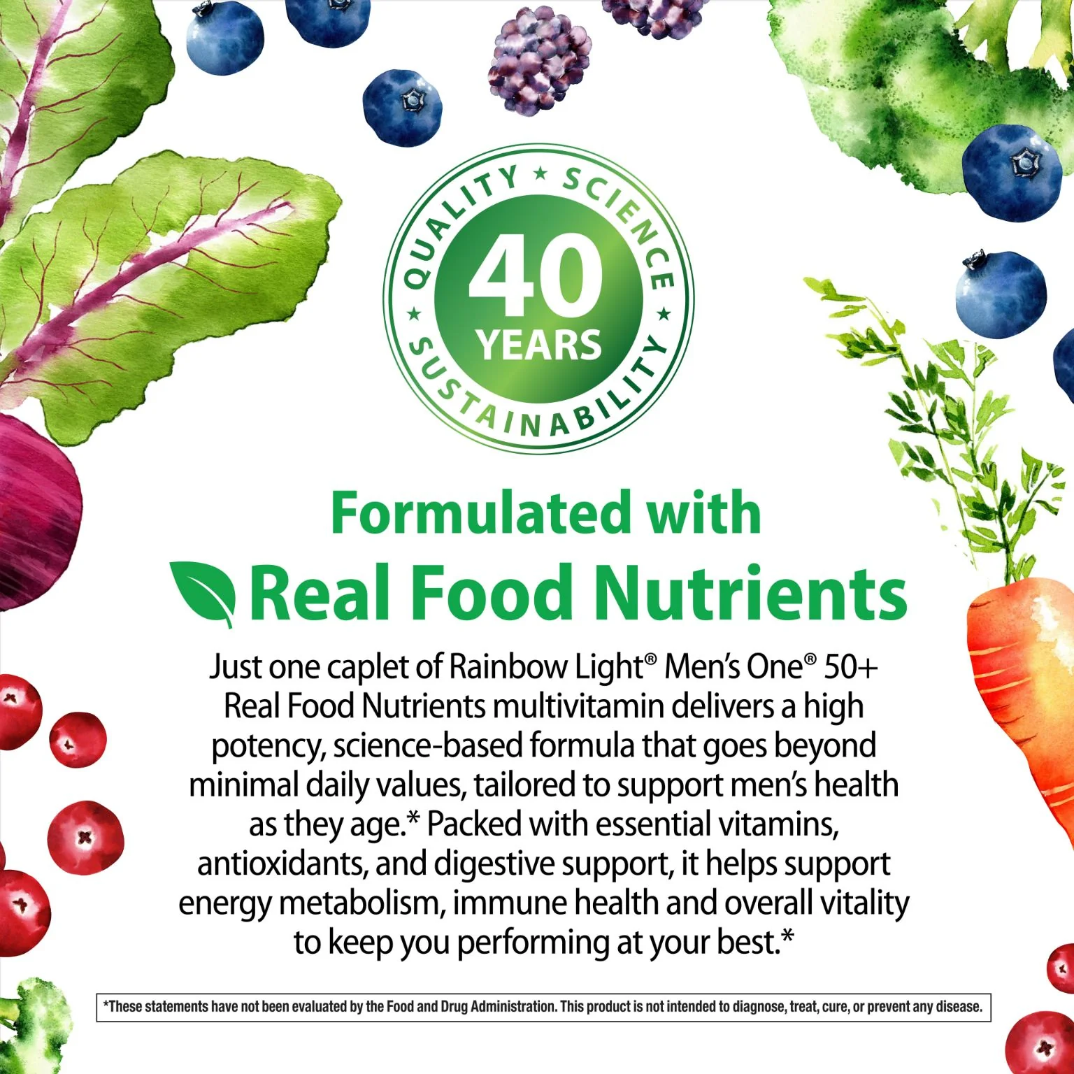 Men's One 50+ plus Real Food Nutrients, 120 Vegetarian Caplets - Image 8