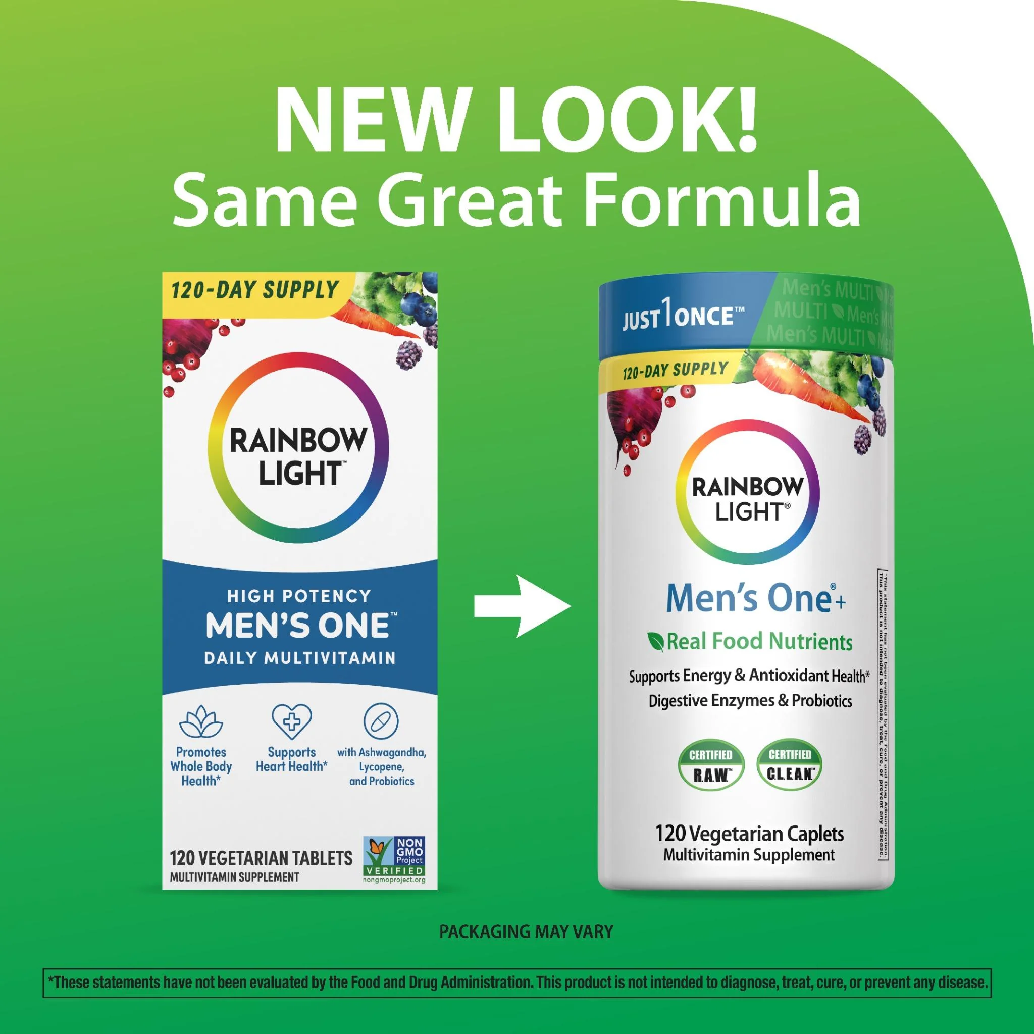 Men's One + Real Food Nutrients, 120 Vegetarian Caplets - Image 4