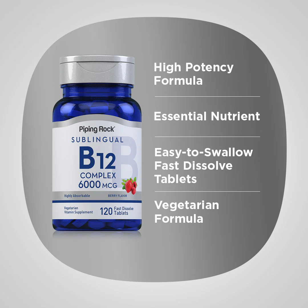 Methylcobalamin B-12 Complex (Sublingual), 6000 mcg, 120 Fast Dissolve Tablets - Image 4