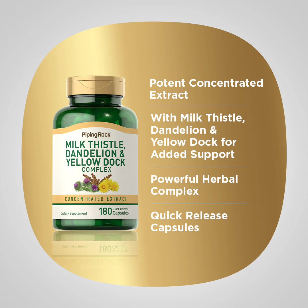 Milk Thistle, Dandelion & Yellow Dock, 180 Quick Release Capsules, 2  Bottles - Image 4