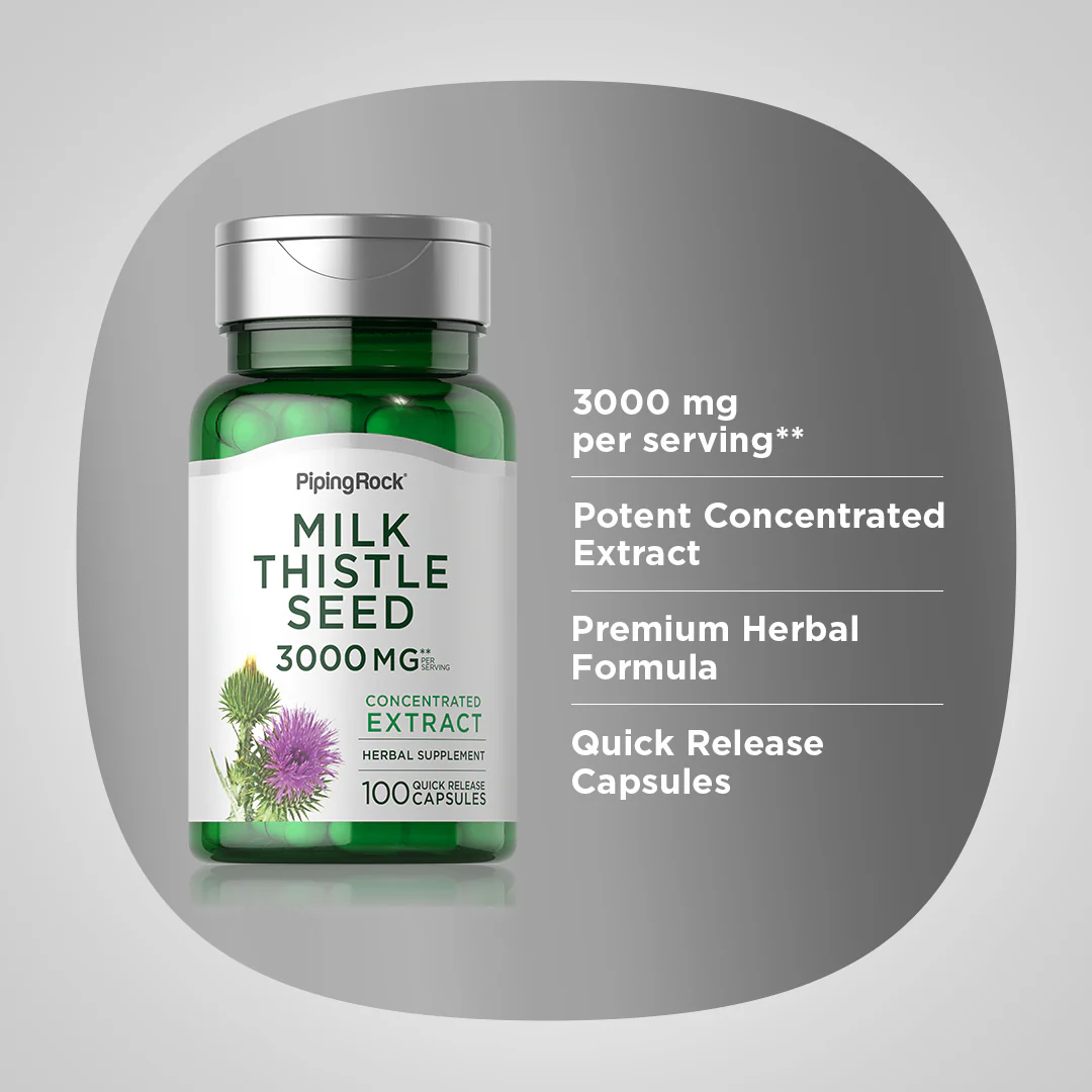 Milk Thistle Seed Extract, 3000 mg (per serving), 100 Quick Release Capsules - Image 4