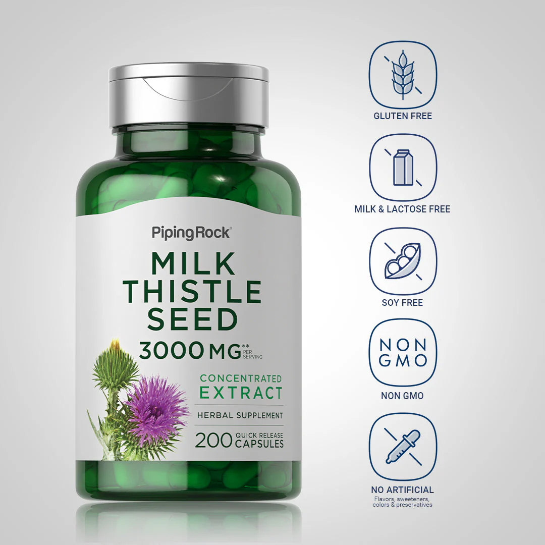 Milk Thistle Seed Extract, 3000 mg (per serving), 200 Quick Release Capsules, 2  Bottles - Image 5