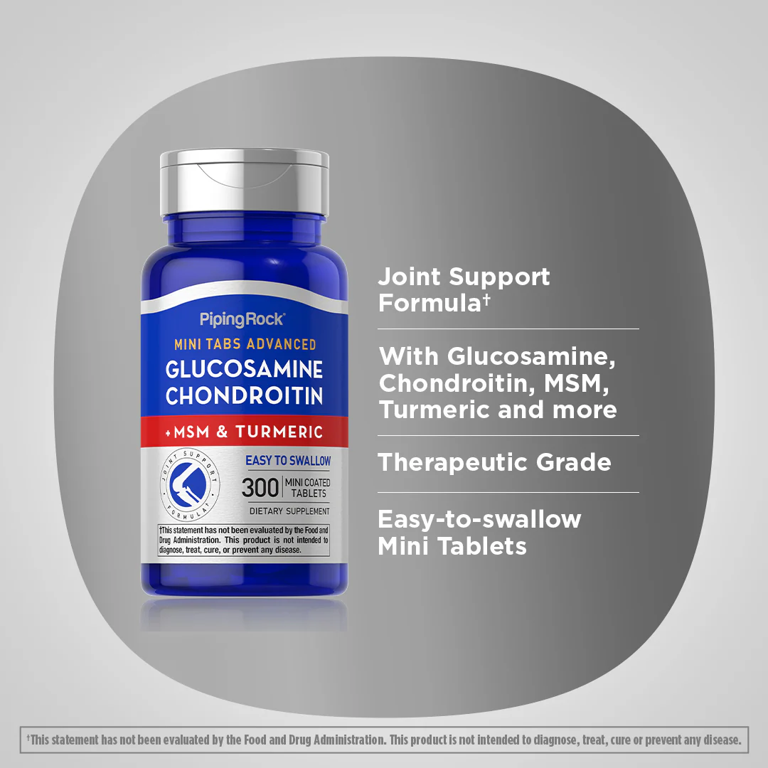 Mini Tabs Advanced Glucosamine Chondroitin MSM Plus Turmeric, 300 Mini Coated Tablets - Image 4
