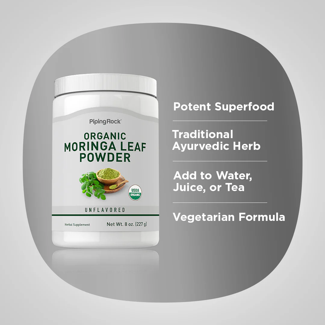 Moringa Leaf Powder (Organic), 8 oz (227 g) Bottle - Image 3