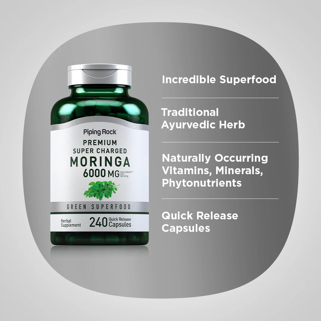 Moringa Oleifera, 6000 mg (per serving), 240 Quick Release Capsules - Image 4