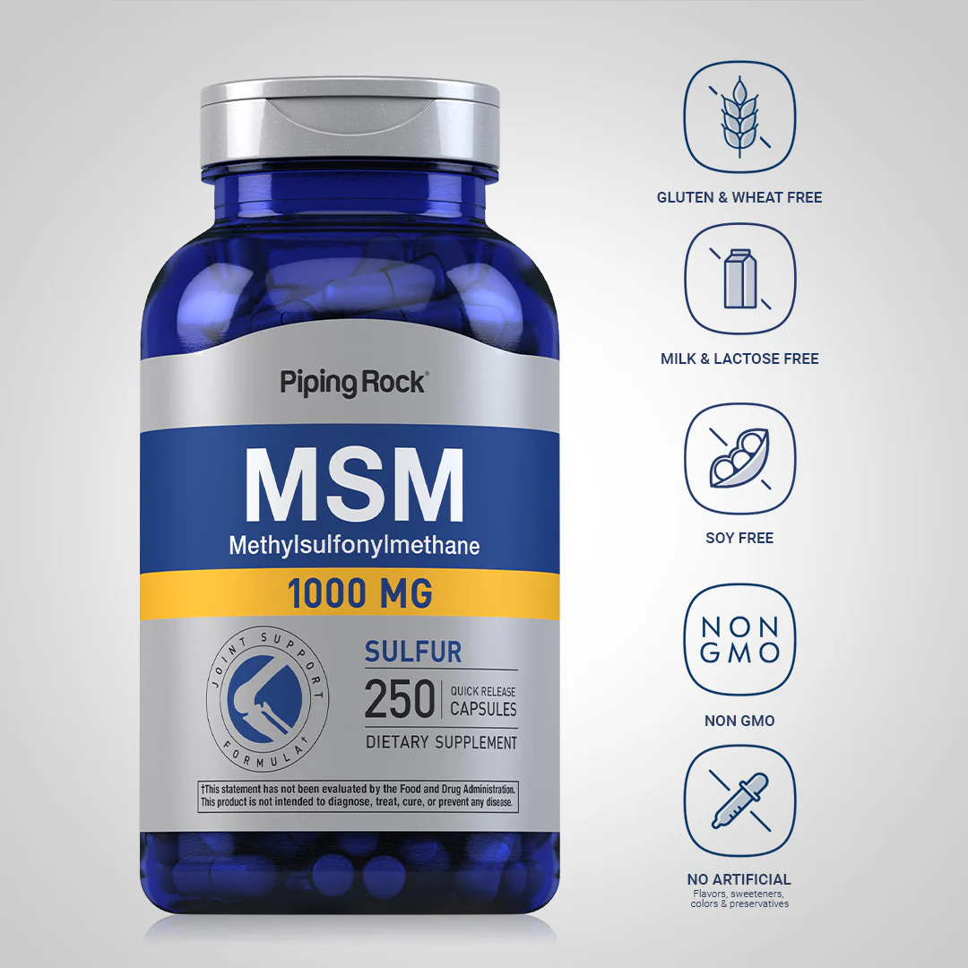 MSM + Sulfur, 1000 mg, 250 Quick Release Capsules - Image 5