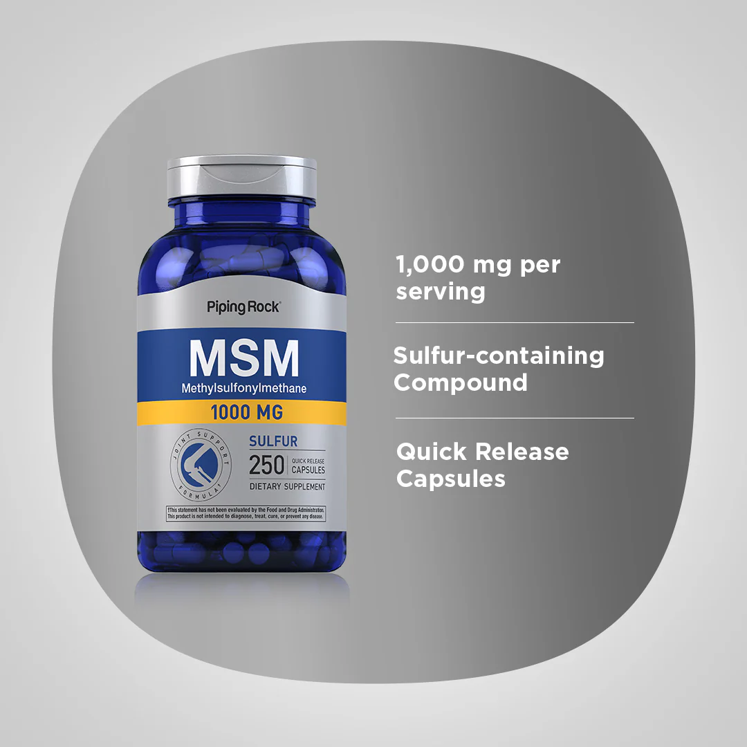 MSM + Sulfur, 1000 mg, 250 Quick Release Capsules, 2  Bottles - Image 4