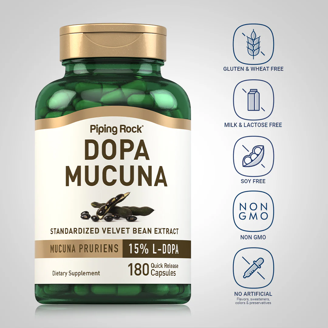 Mucuna Pruriens Standardized (Velvet Bean), 350 mg, 180 Quick Release Capsules, 2  Bottles - Image 5