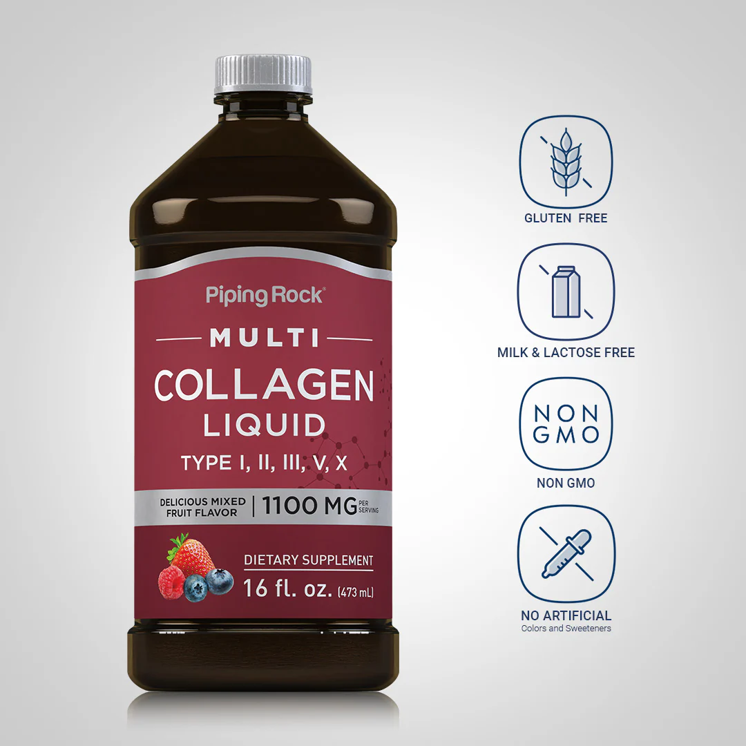 Multi Collagen Liquid (Delicious Mixed Fruit), 1100 mg (per serving), 16 fl oz (473 mL) Bottle - Image 4