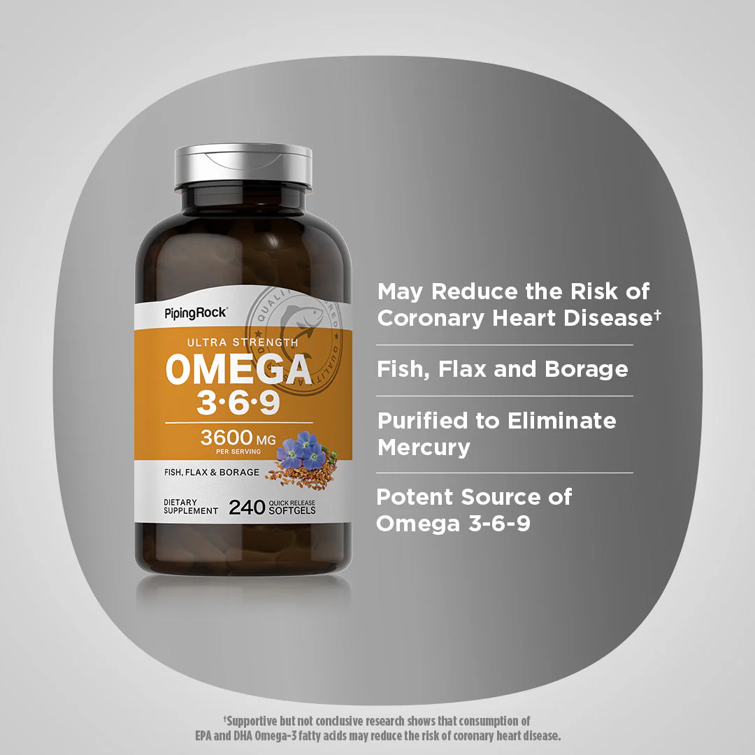 Multi Omega 3-6-9 Fish, Flax & Borage, 240 Quick Release Softgels - Image 4