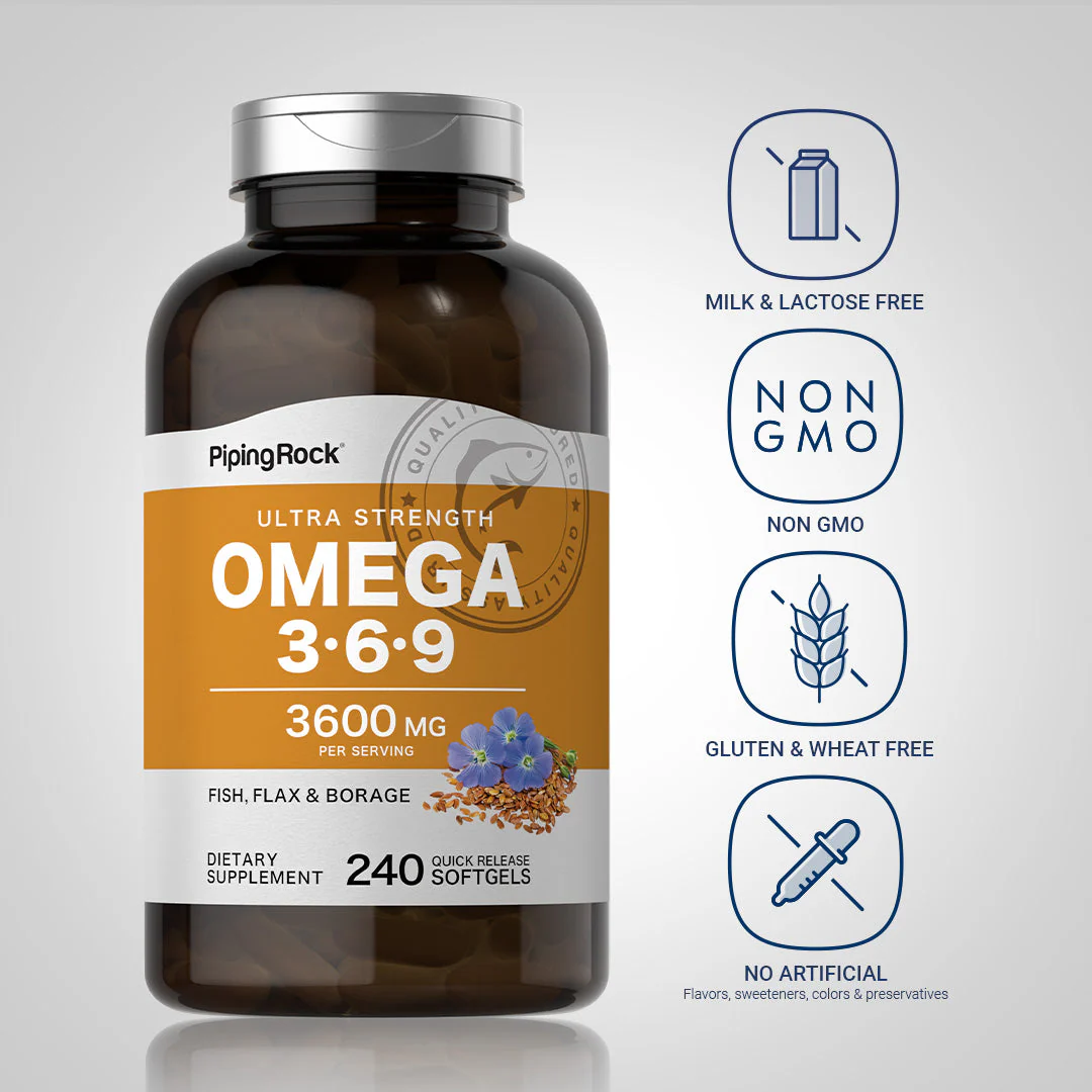 Multi Omega 3-6-9 Fish, Flax & Borage, 240 Quick Release Softgels, 2  Bottles - Image 5
