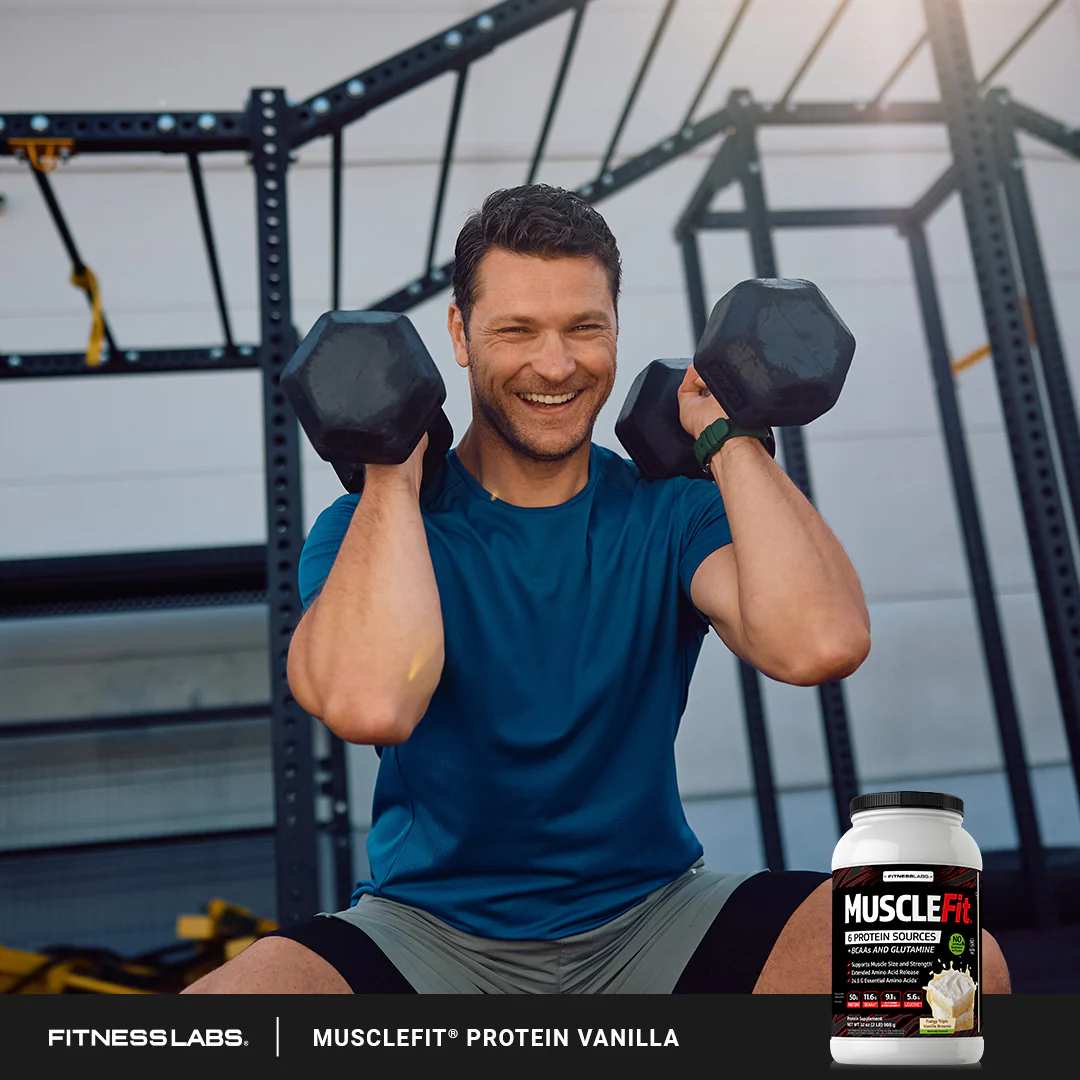 MuscleFit Protein Powder (Natural Fudgy Triple Vanilla Brownie), 2 lb (908 g) Bottle - Image 6