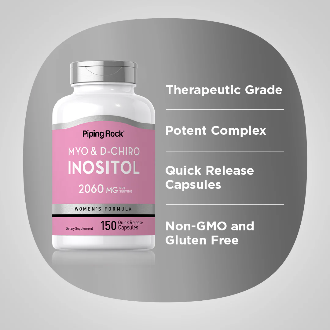 Myo & D-Chiro Inositol for Women, 2060 mg (per serving), 150 Quick Release Capsules - Image 3