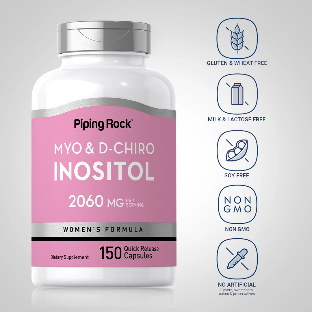 Myo & D-Chiro Inositol for Women, 2060 mg (per serving), 150 Quick Release Capsules, 2  Bottles - Image 4