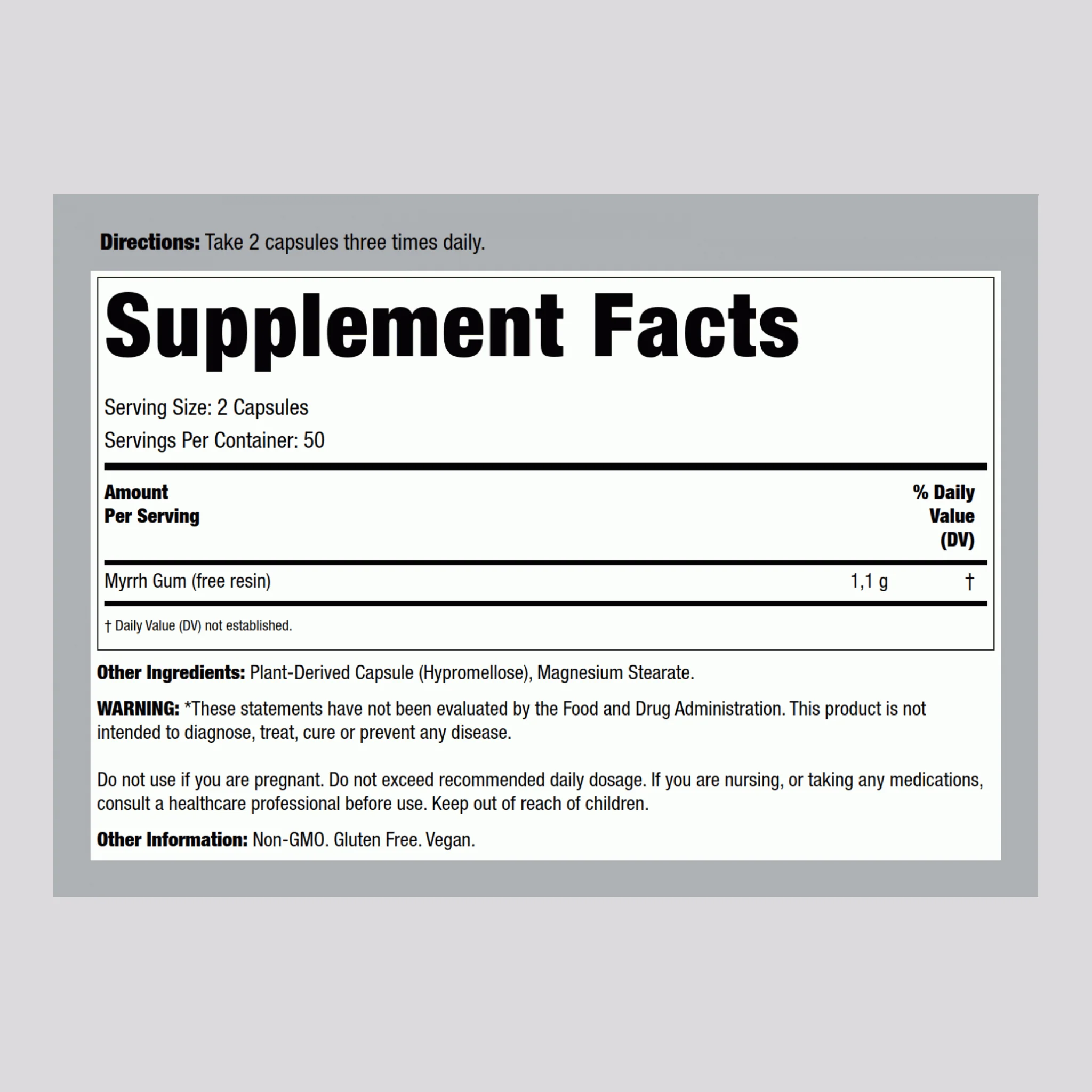 Myrrh Gum, 1100 mg (per serving), 100 Vegetarian Capsules - Image 2