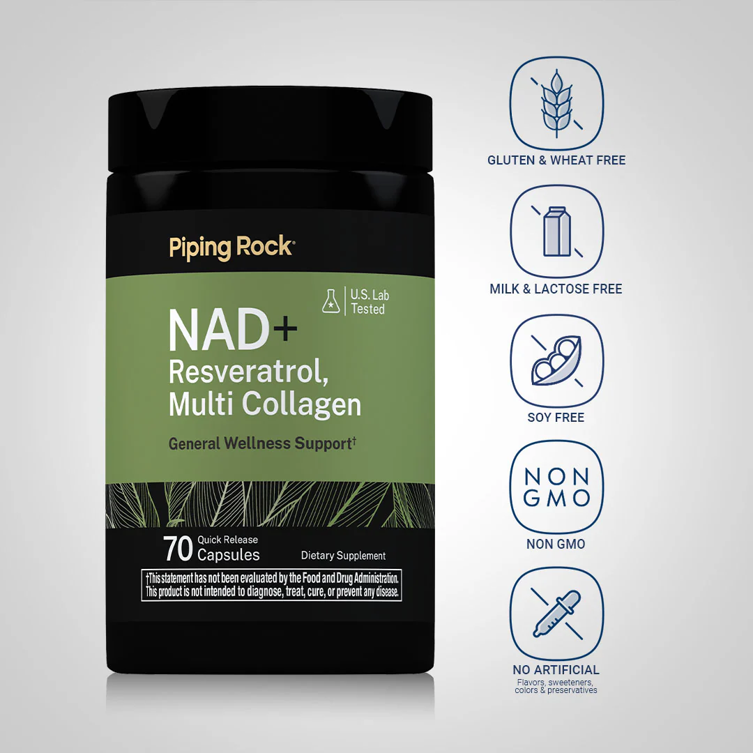 NAD + Resveratrol, Multi Collagen, 70 Quick Release Capsules, 2  Bottles - Image 4