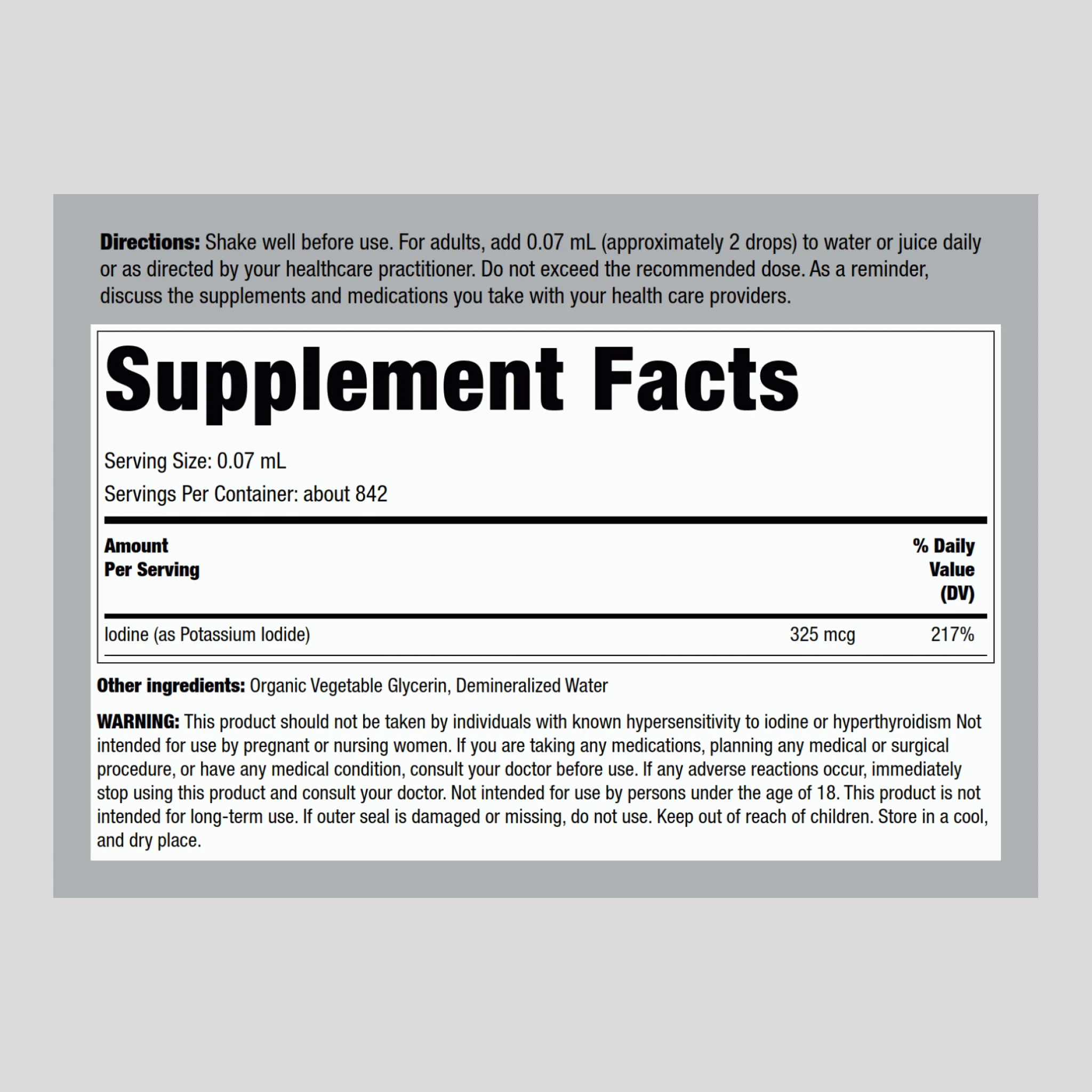 Nascent Iodine (Organic), 325 mcg (per serving), 2 fl oz (59 mL) Dropper Bottle - Image 2