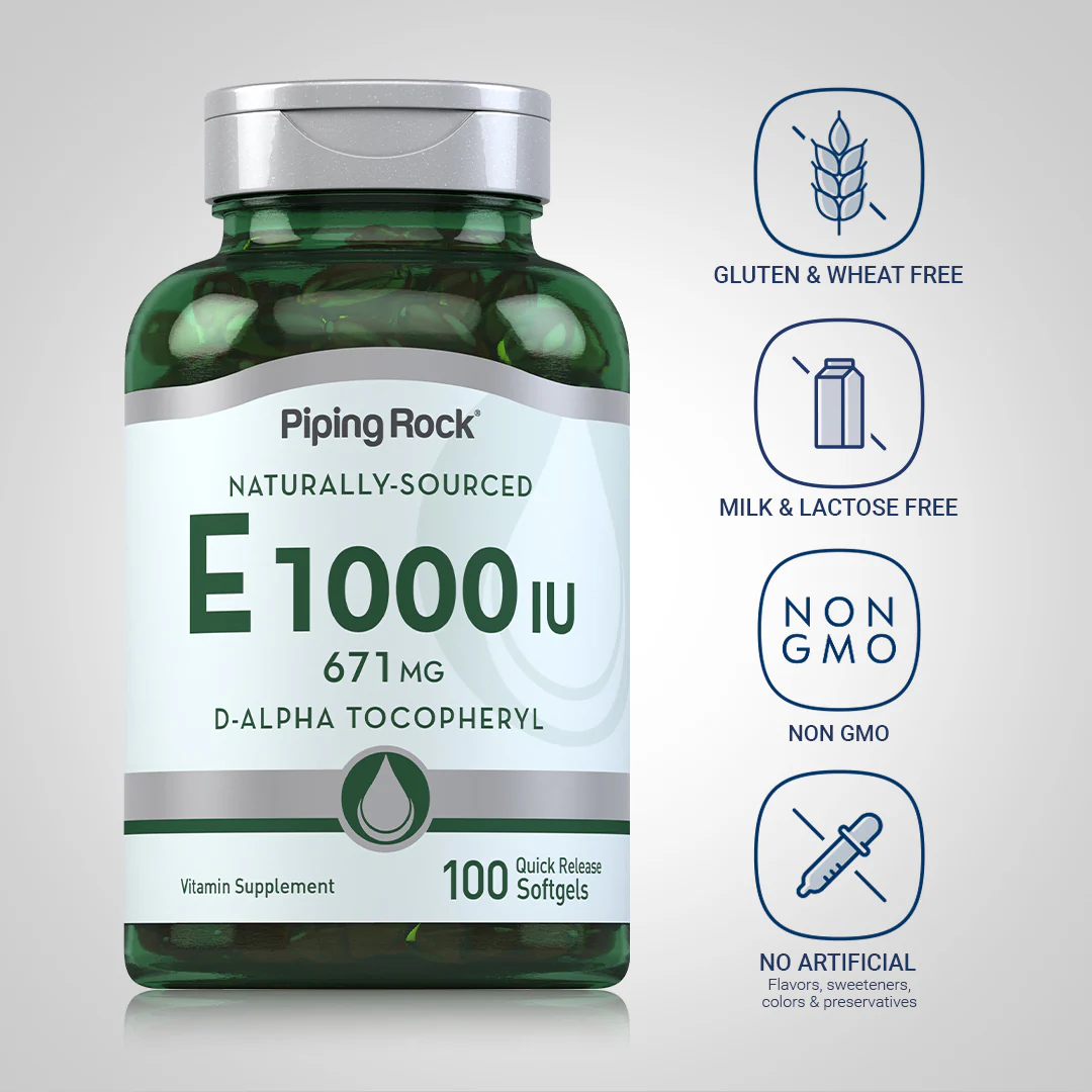 Natural Vitamin E, 1000 IU, 100 Quick Release Softgels - Image 5