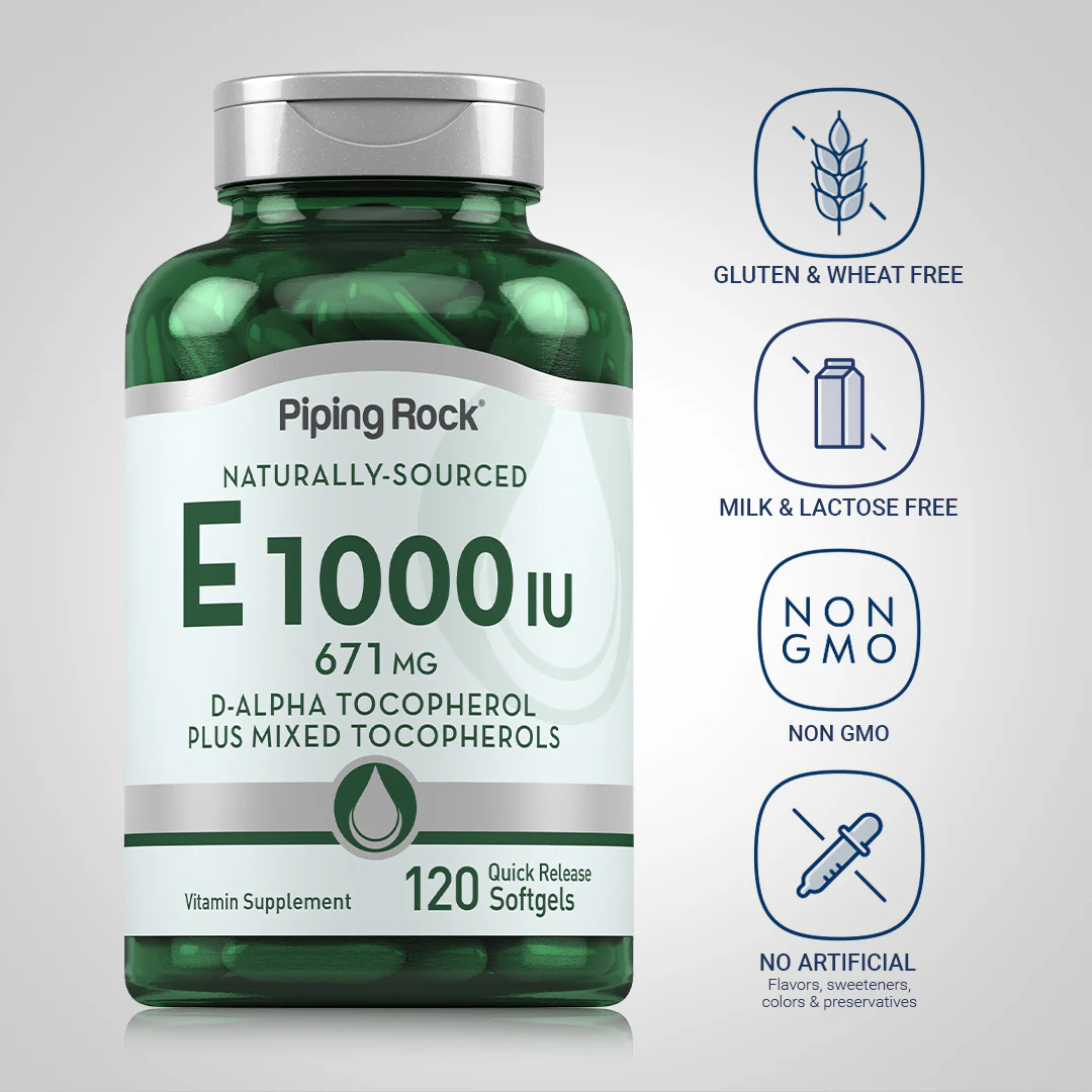 Natural Vitamin E Plus Mixed Tocopherols, 1000 IU, 120 Quick Release Softgels, 2  Bottles - Image 5