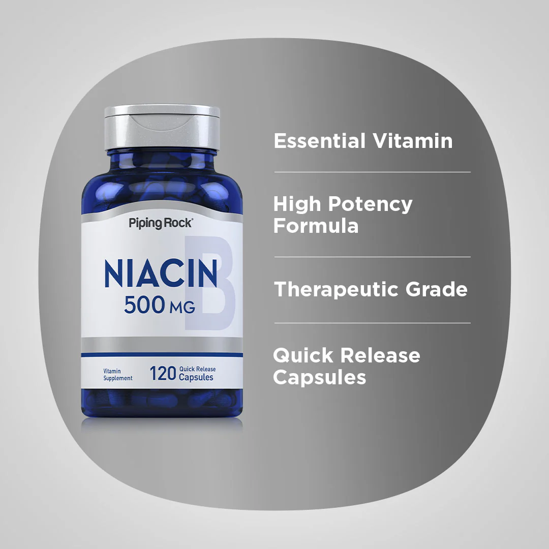 Niacin, 500 mg, 120 Quick Release Capsules, 2  Bottles - Image 4