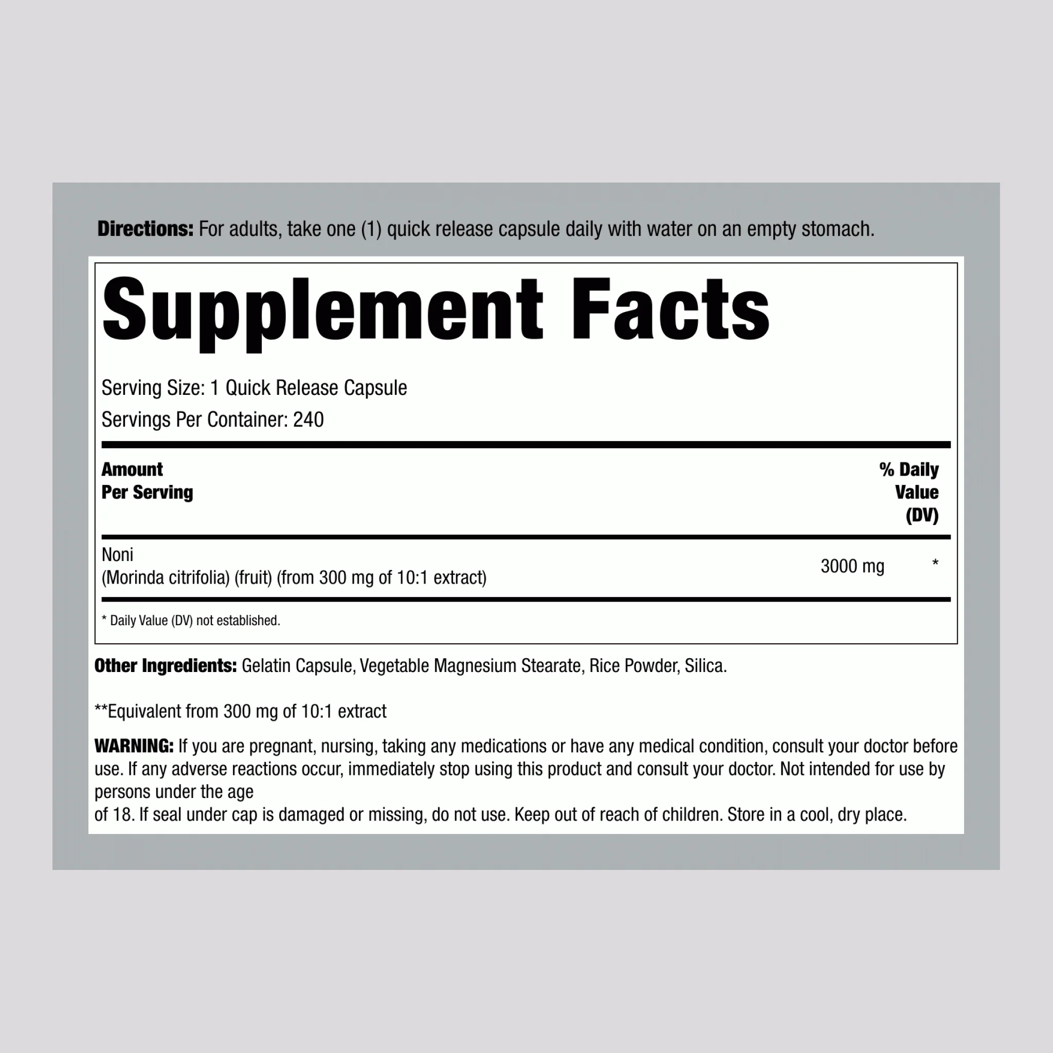 Noni, 3000 mg, 240 Quick Release Capsules - Image 2