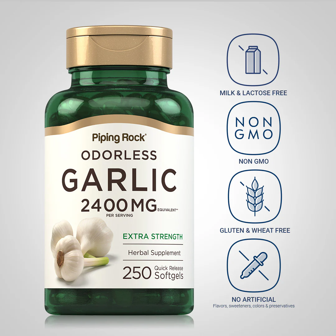 Odorless Garlic, 2400 mg (per serving), 250 Quick Release Softgels, 2  Bottles - Image 5
