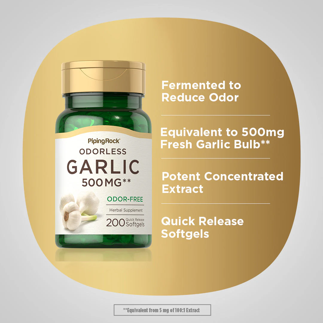 Odorless Garlic, 500 mg, 200 Quick Release Softgels, 2  Bottles - Image 4