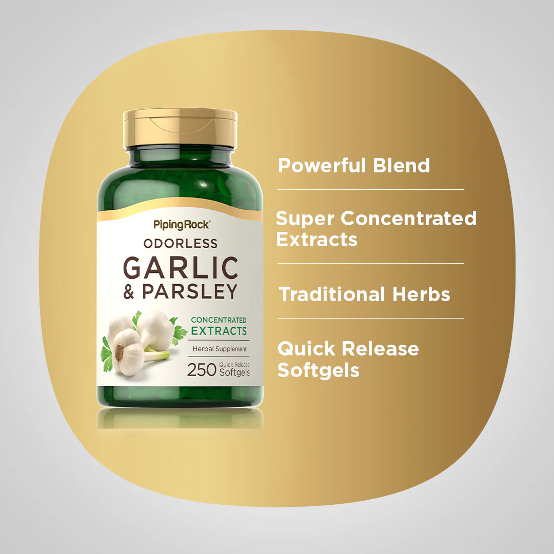 Odorless Garlic & Parsley, 250 Quick Release Softgels - Image 5