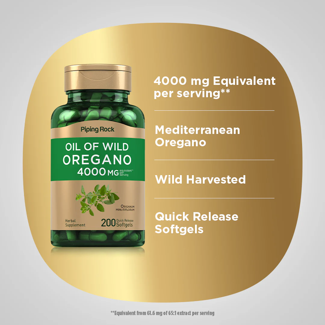 Oil of Oregano, 4000 mg (per serving), 200 Quick Release Softgels, 2  Bottles - Image 4
