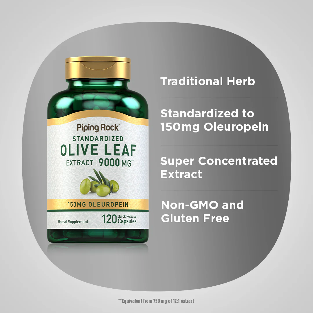 Olive Leaf Extract, 9000 mg, 120 Quick Release Capsules - Image 4