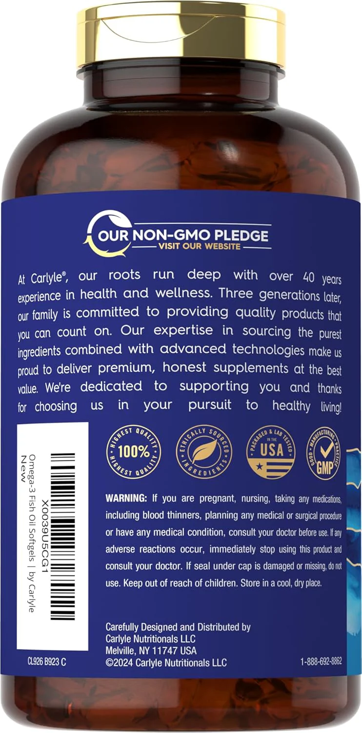 Omega-3 Fish Oil Burpless, 3600 mg (per serving), 300 Coated Softgels - Image 4